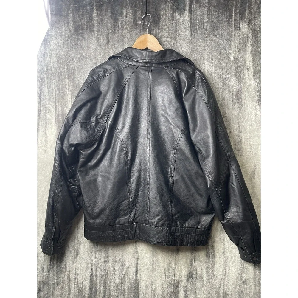 Pacific Club by Nak Vintage Mens Leather Bomber Jacket Medium Black